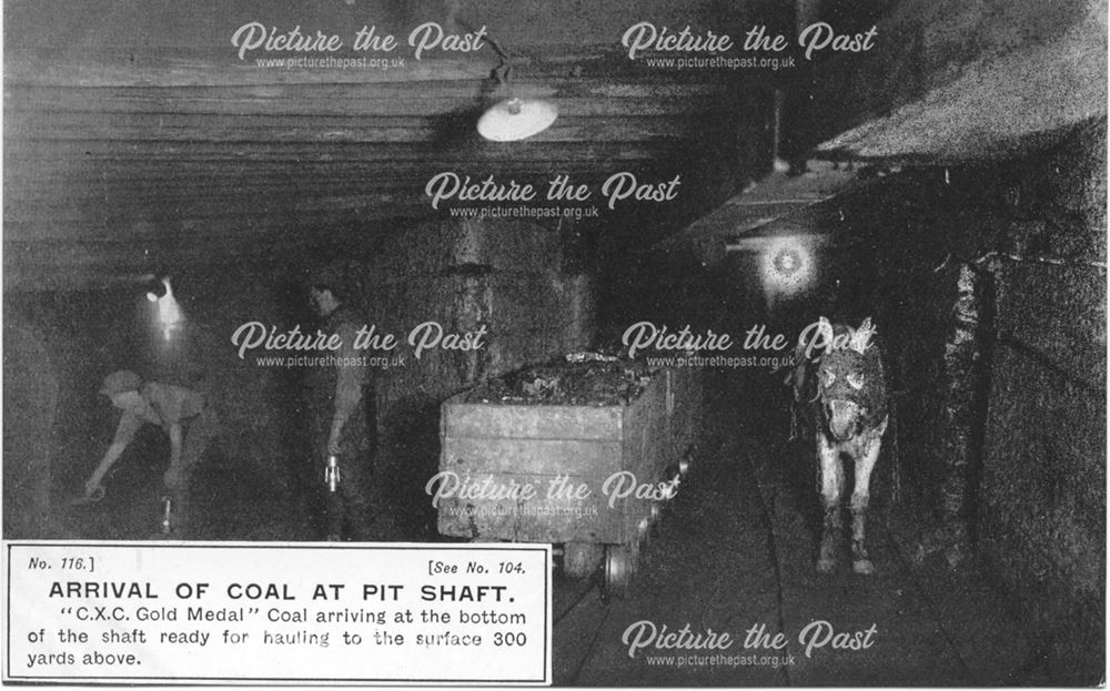 Arrival of coal at pit shaft