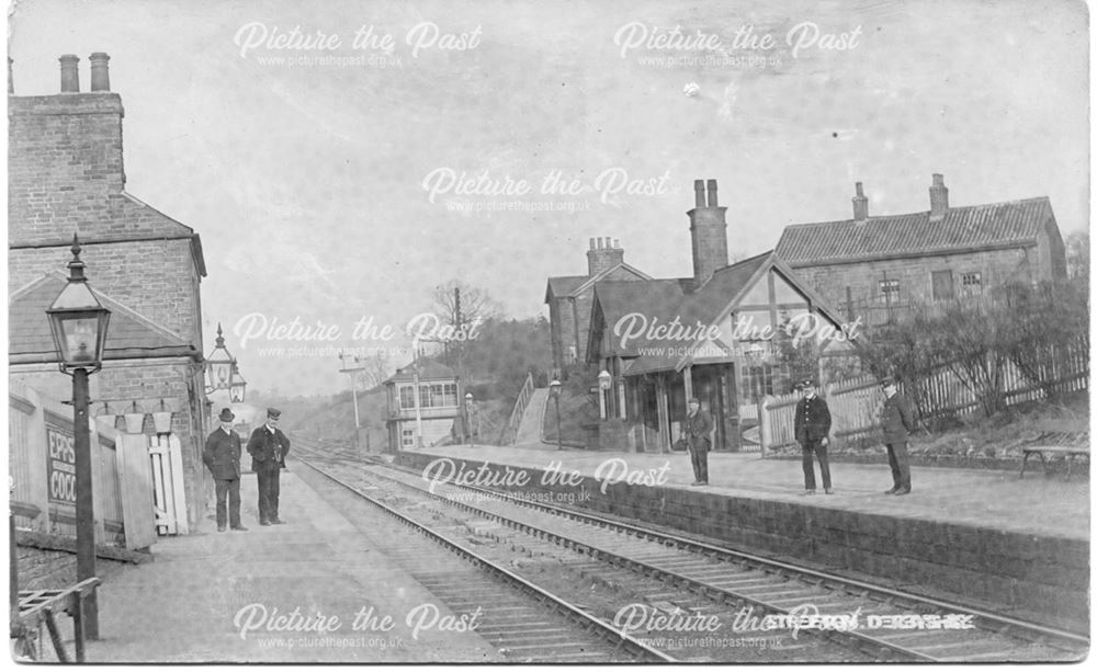 Stretton Railway Station, line, platforms and staff