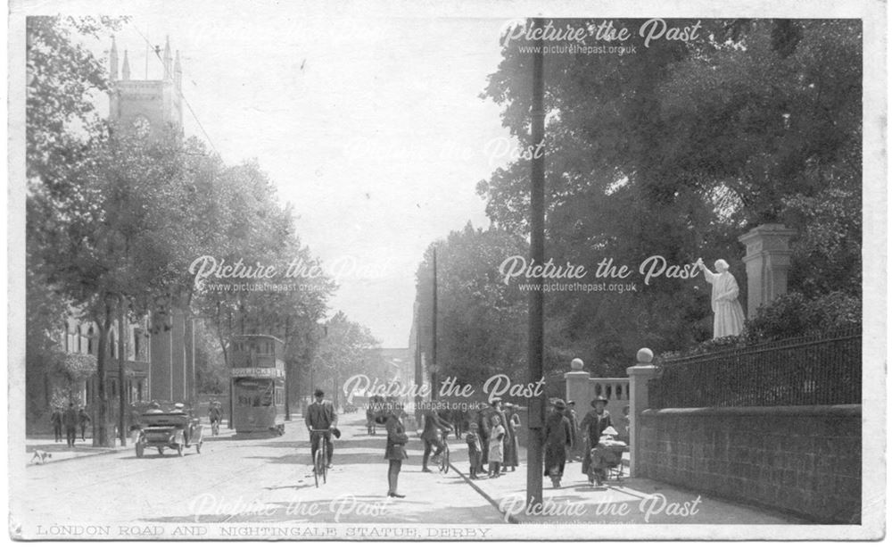 London Road and Nightingale statue, Derby