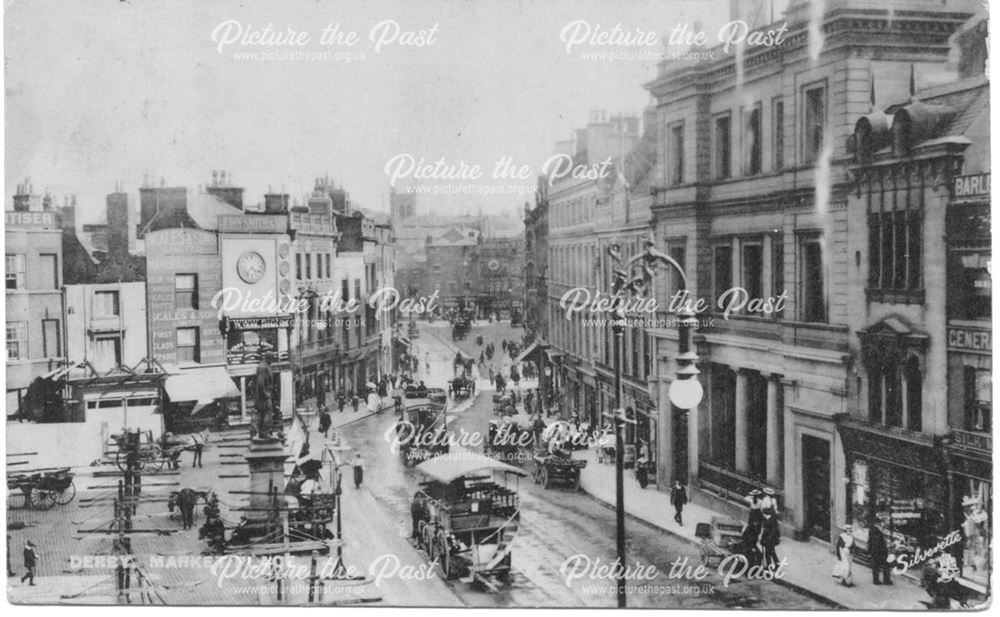 Market Place View to Cornmarket, Derby, c 1900s