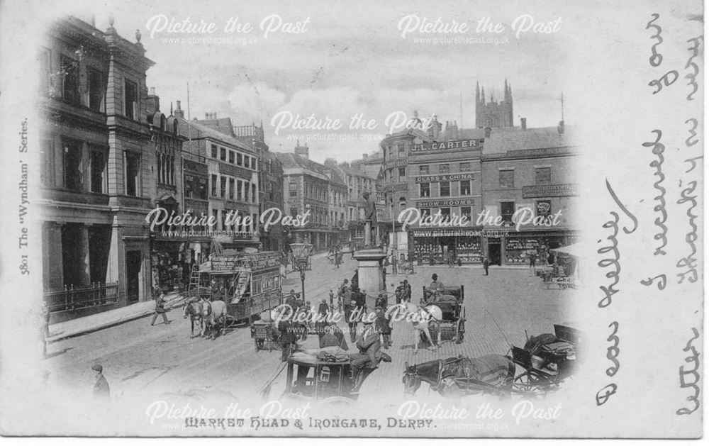 Market Place View to Irongate, Derby, c 1910s