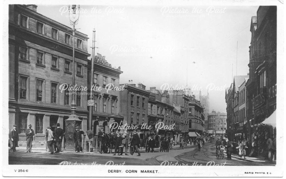 Cornmarket from Victoria Street, Derby, c 1910s