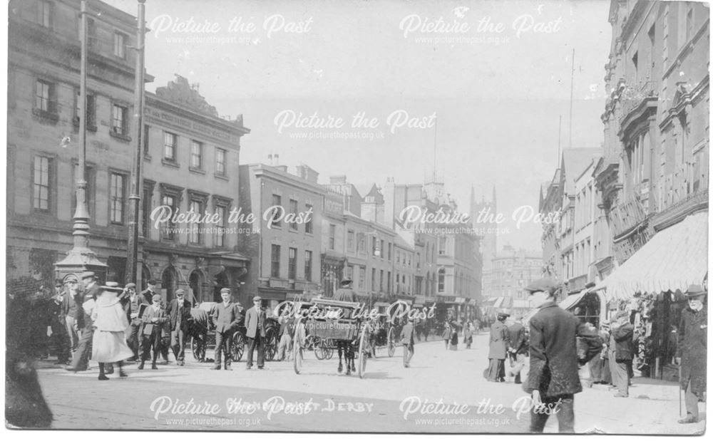 Cornmarket from Victoria Street, Derby, c 1900s