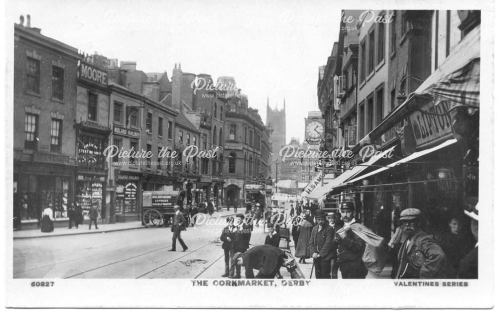 Cornmarket View to Market Place, Derby, c 1910s