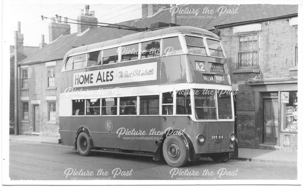A2 Trolleybus, Cotmanhay Road, Cotmanhay, Ilkeston, c 1940s ?