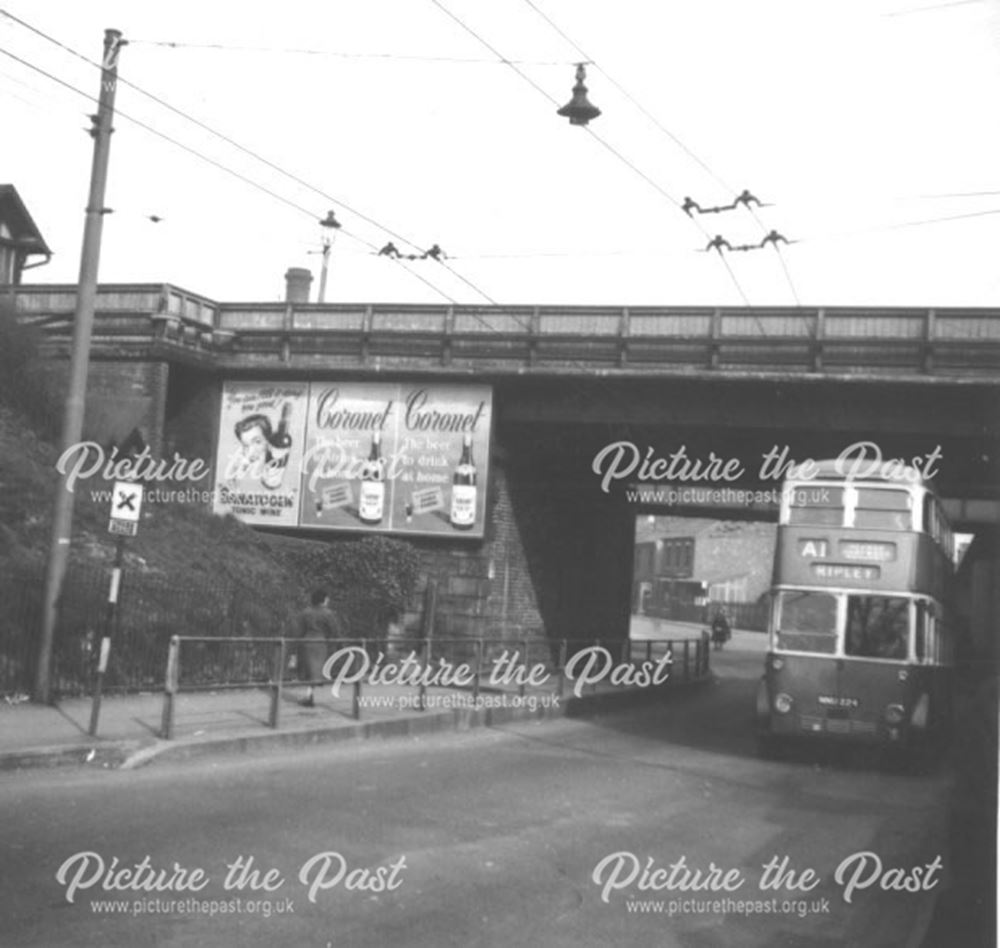 A1 trolley bus for Ripley, Station Road, Langley Mill, c 1950s