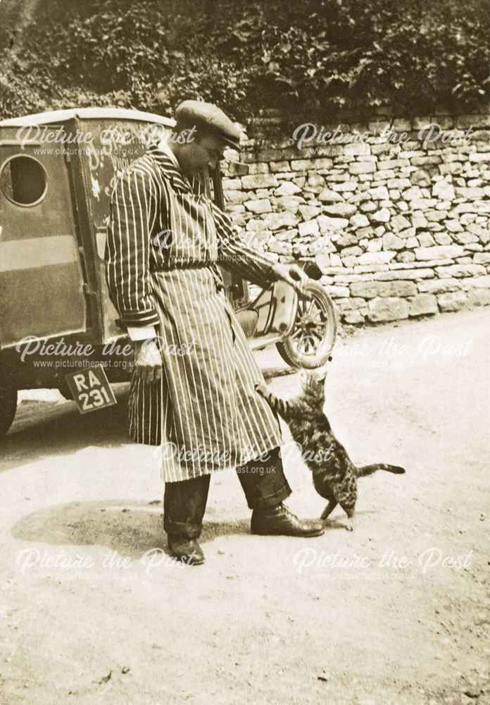 Frank Baldock of J Spendlove Butchers of Matlock, c 1930s