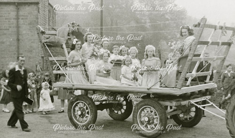Milltown Carnival Float Outside the Miner's Arms Inn, Oakstedge Lane, Milltown, c 1930s