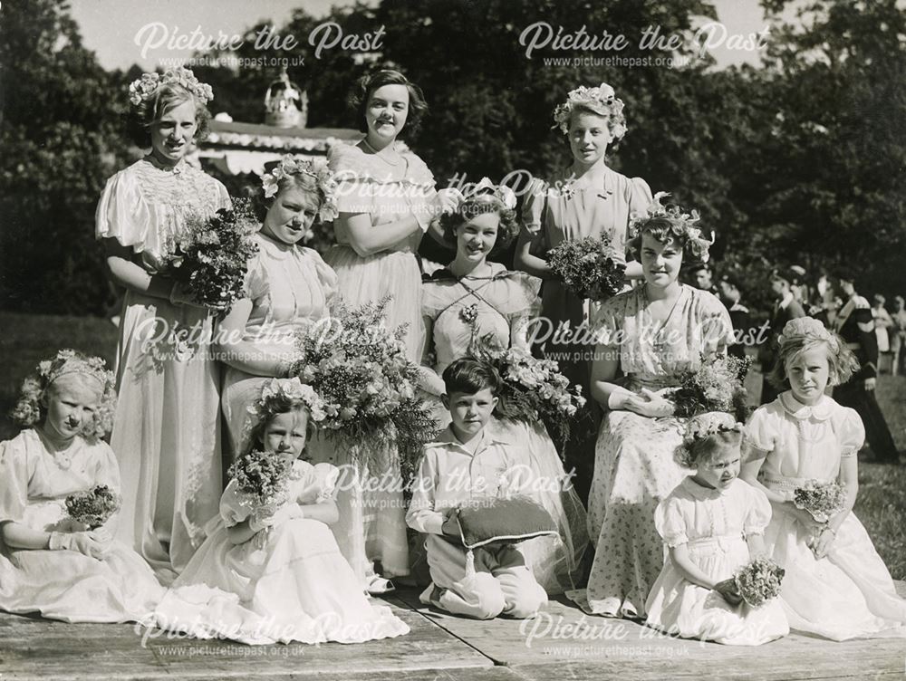 Milltown Carnival Queen and Attendants, Hardmeadow Lane, Milltown, c 1950s