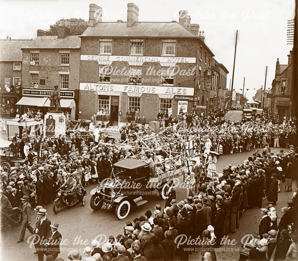 Alfeton Carnival, King Street, Alfreton, c 1920s