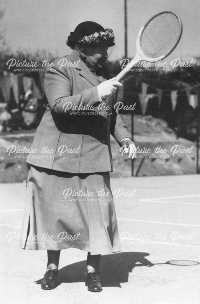 Mrs Rotherham Cecil opening the tennis courts at Cliffe Park