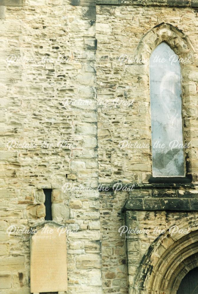 Lancet window above the Norman west doorway, St Peter and St Paul's Church, Eckington