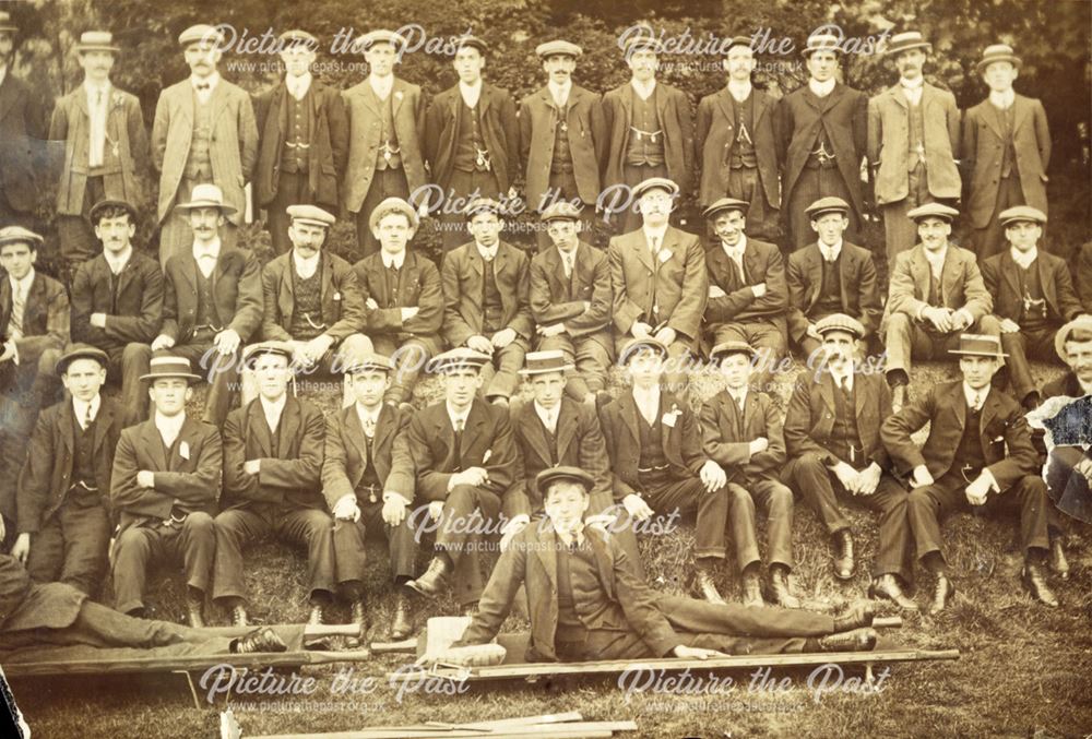 Group of unidentified men and boys, Heath, c 1910