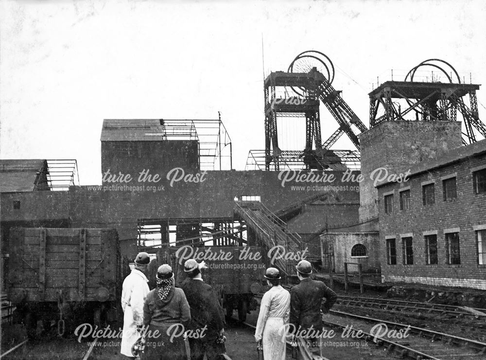 'The Modernisation of Williamthorpe Colliery 1938-40' - visitors view the old sheds, before improvem