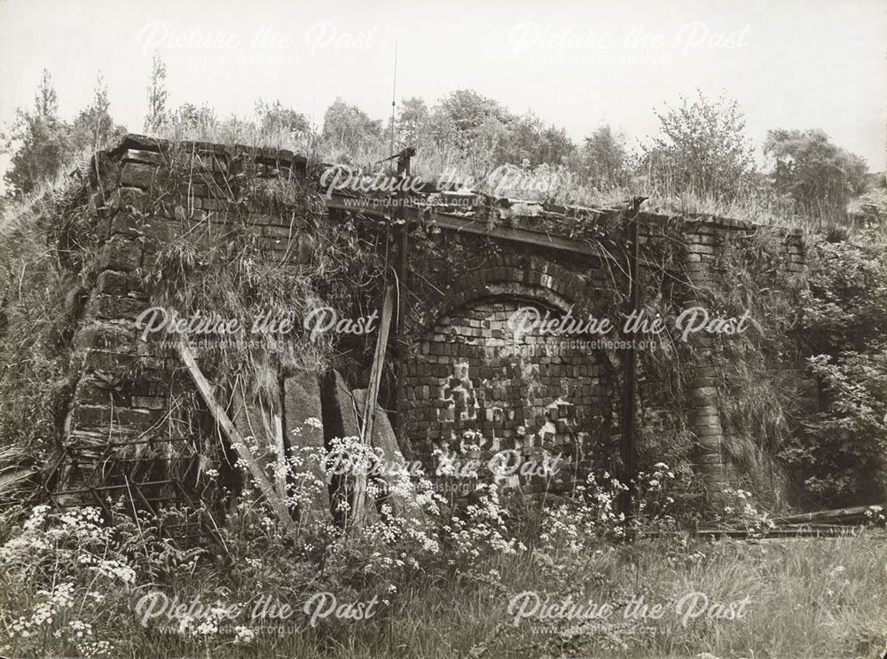 Overgrown, bricked up railway tunnel, Eckington, c 1960s?