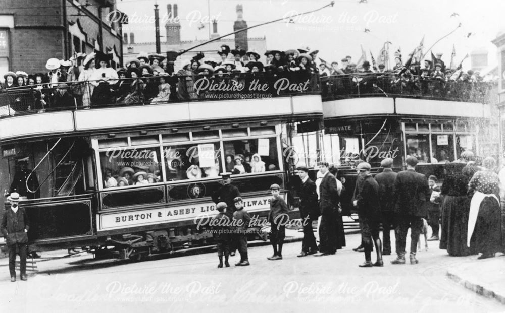 Swadlincote United Methodist Free Church treat on Burton and Ashby Light Railway Trams