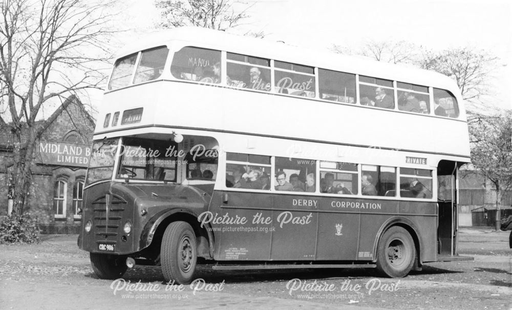 Derby Corporation motor bus No.106, Osmaston Road Depot?, Derby, c 1960s