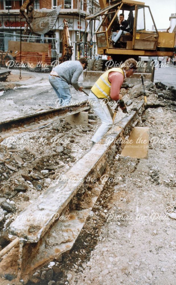 Old tramway track being removed