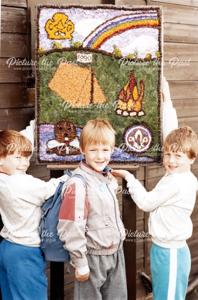 Well Dressing and Beaver Scouts, Chellaston, Derby, 1990