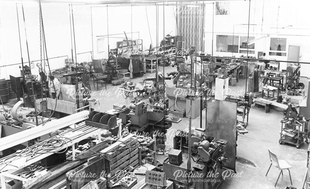 Interior view of Silk Engineering Ltd, West Meadows Industrial Estate, Derby, 1981