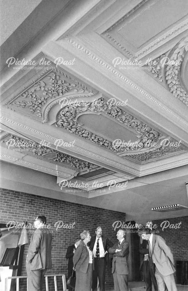 The 17th century ceiling in the foyer to the small hall.