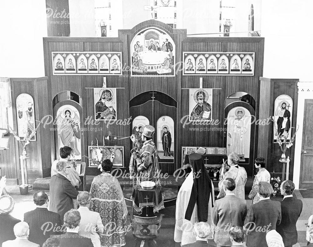 Serbian Orthodox Church, interior during a service