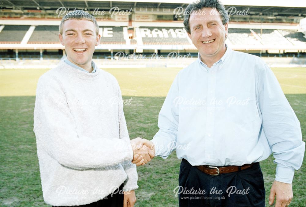Chris Boden - Derby County Football Club full back, with Roy McFarland, Derby, 1995