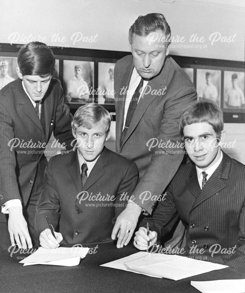 Peter Taylor Signing Ricky Marlow and Jeff Bourne, Baseball Ground, Derby, 1969