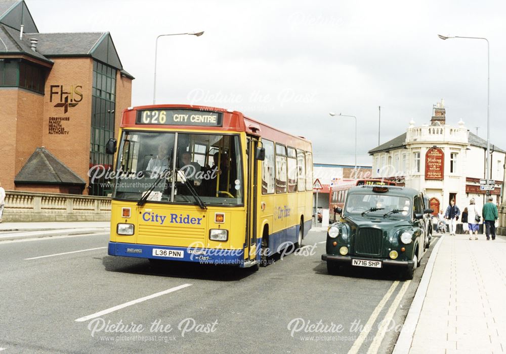 Derby City Rider 1994 Dennis Dart Bus crossing Exeter Bridge