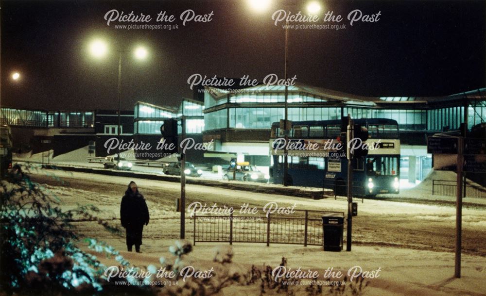 Derby Eagle Centre Market in the snow.