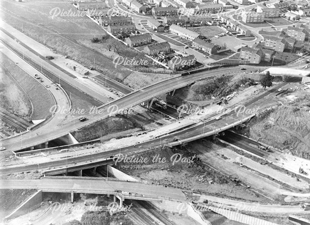 Aerial view of the Raynesway and A52 junction under construction