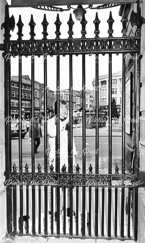 Guildhall gates being painted