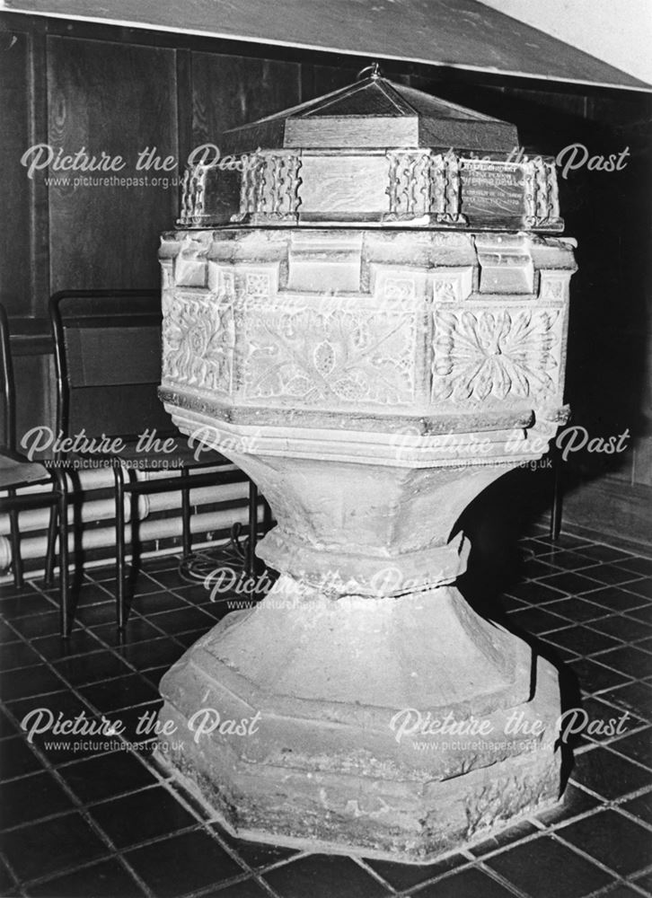 Font at St Giles' Church, Sandiacre, 1981