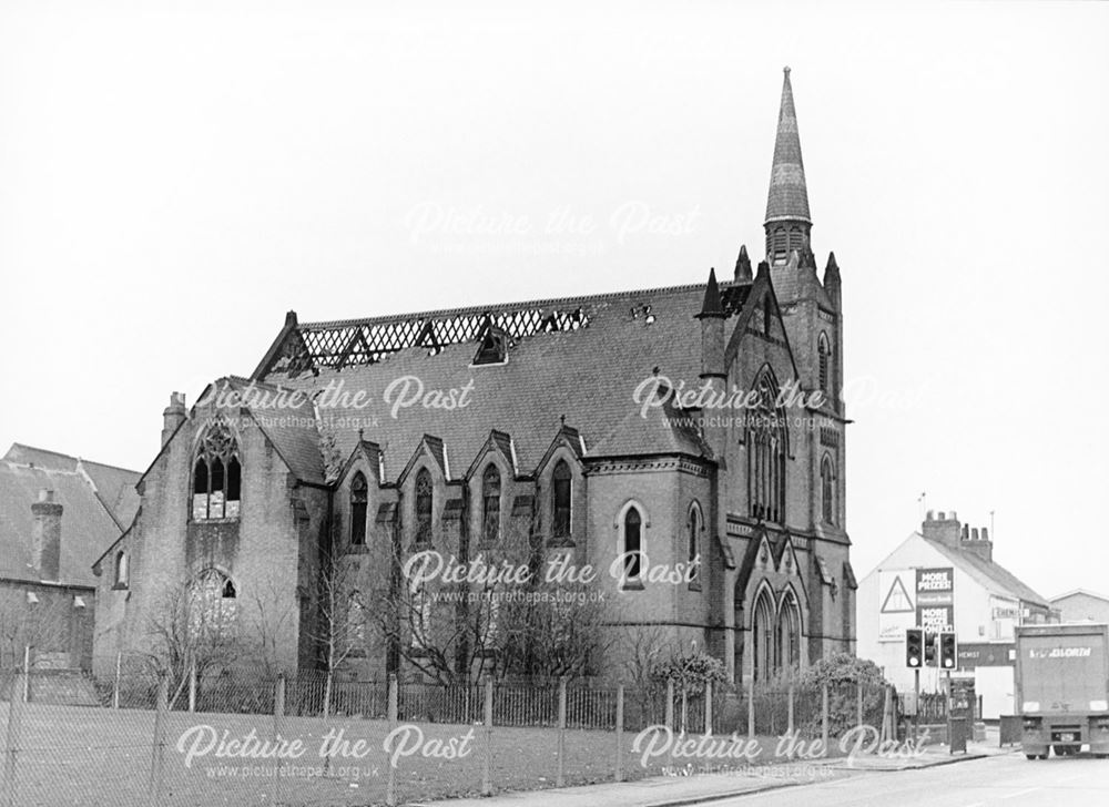 Ashbourne Road Methodist Church after a fire