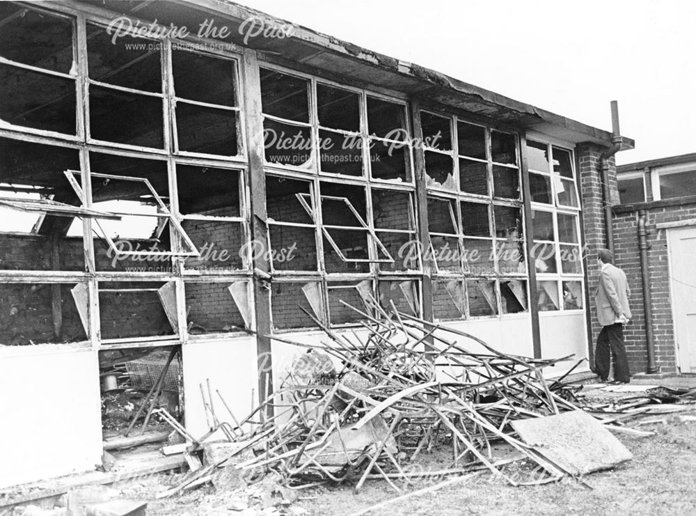 Burnt out classroom at Shelton Lock Junior School