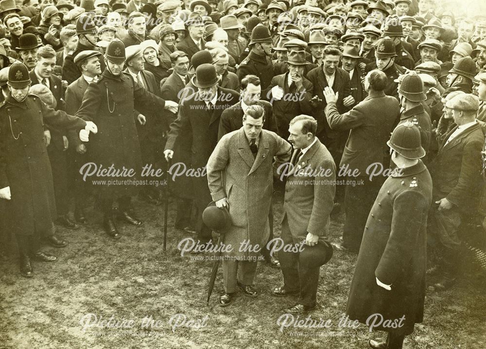 The Prince of Wales (later King Edward VIII) at the Ashbourne Royal Shrovetide Football Game, 1928