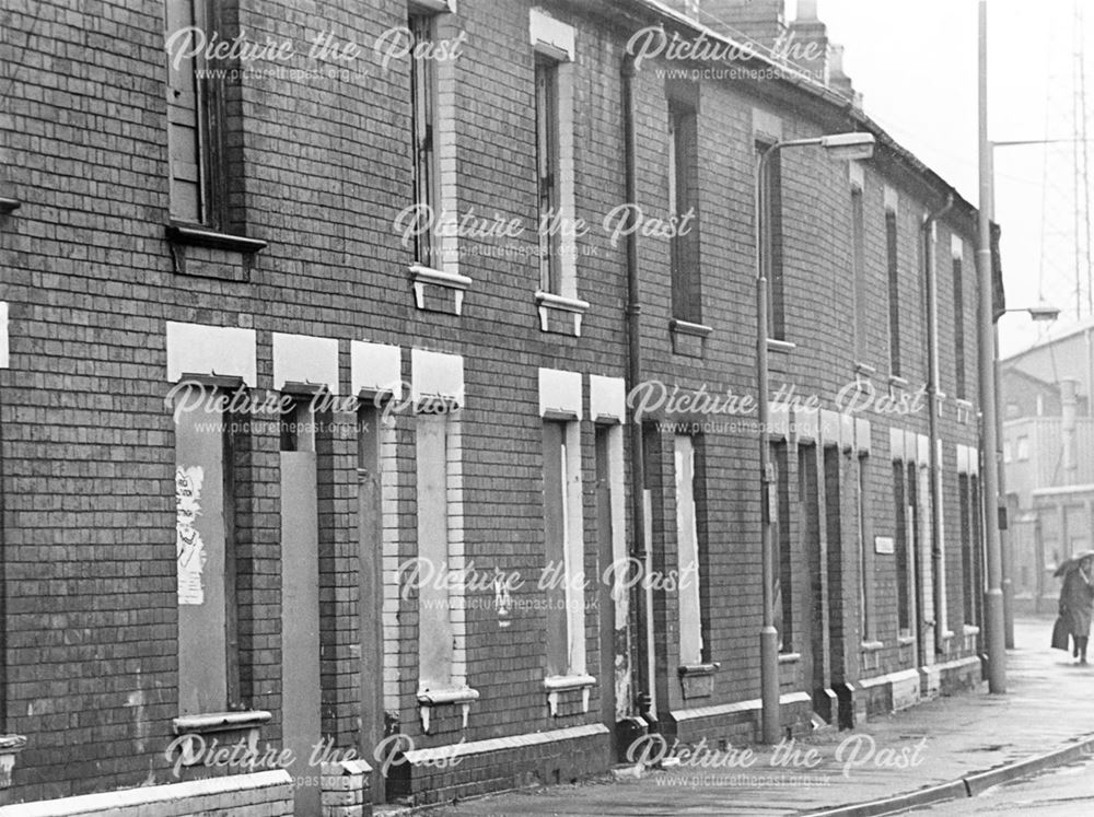 Terraced houses in Shaftsbury Crescent awaiting demolition