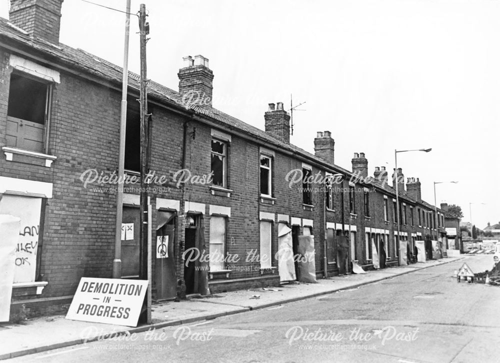 Terraced houses in Shaftsbury Crescent awaiting demolition