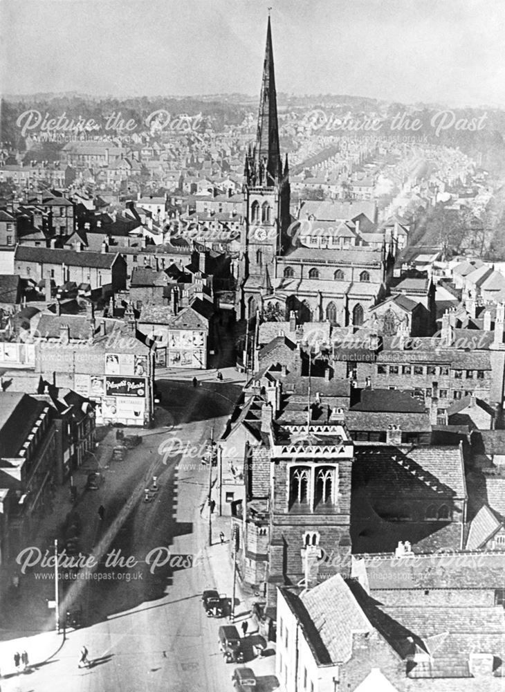 Aerial view of Queen Street from the top of the Cathedral Tower.