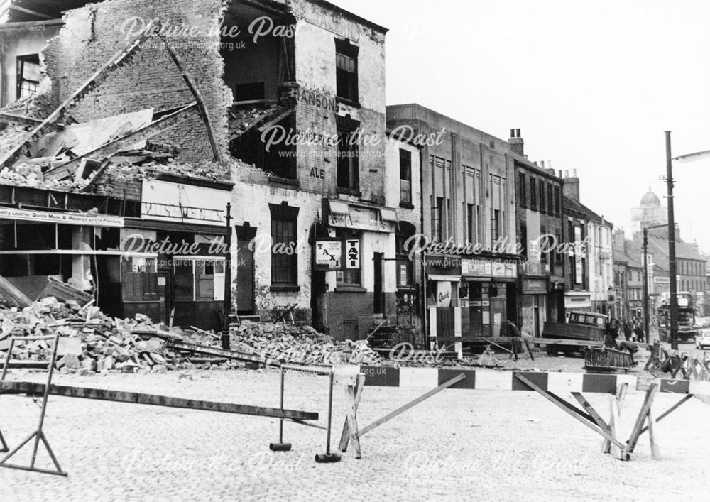 Demolition of buildings on Cockpit Hill prior to the construction of the Eagle Centre, 1970