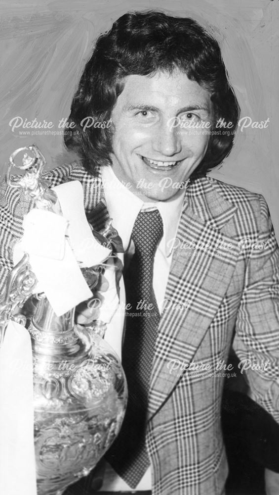 Roy McFarland with the League Championship Trophy, Derby?, 1972