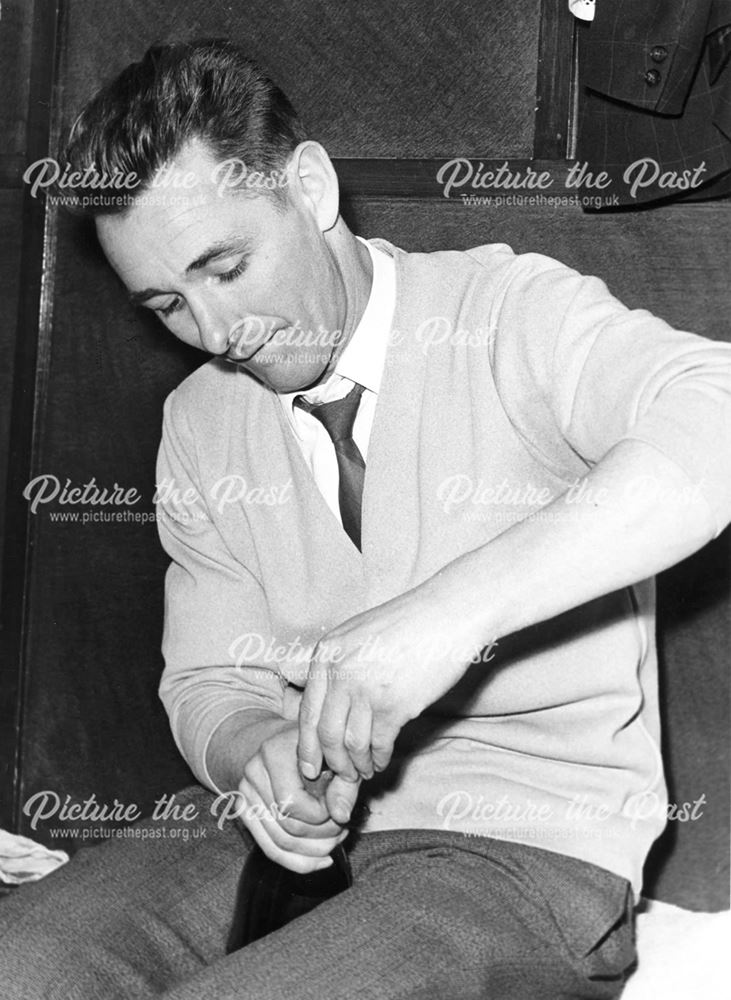 Derby County manager Brian Clough in the dressing room