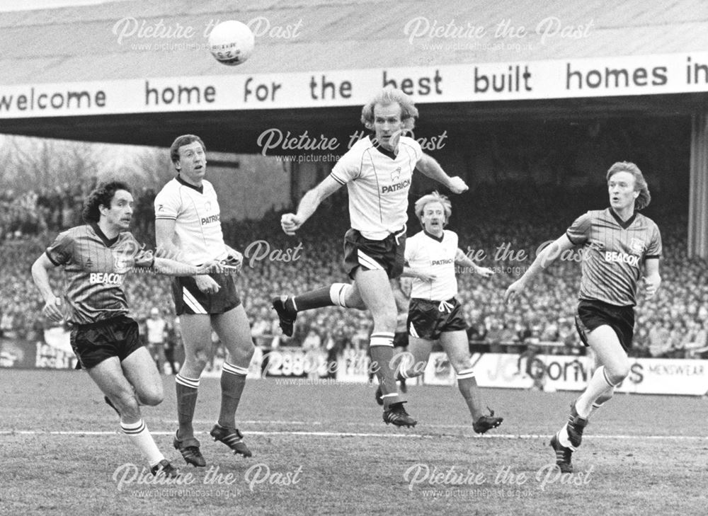 Derby County Defender Paul Futcher at FA Cup Quarter-Final Match Against Plymouth, 1984