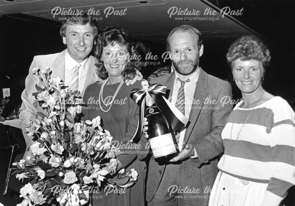 Archie Gemmill and his wife, Betty receive an award from Derby County Supporters, Derby, 1984