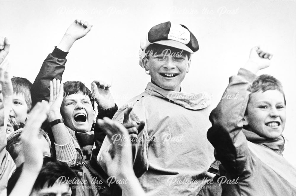 Derby County supporters celebrate promotion to Division 1