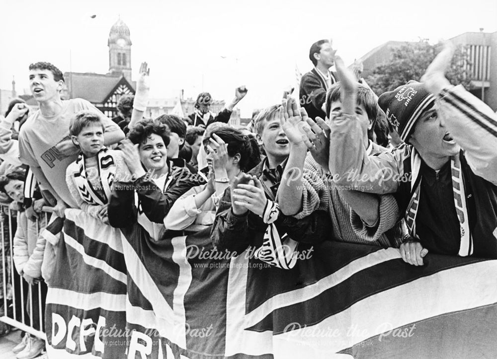 Derby County fans at the victory parade after being crowned 2nd Division Champions