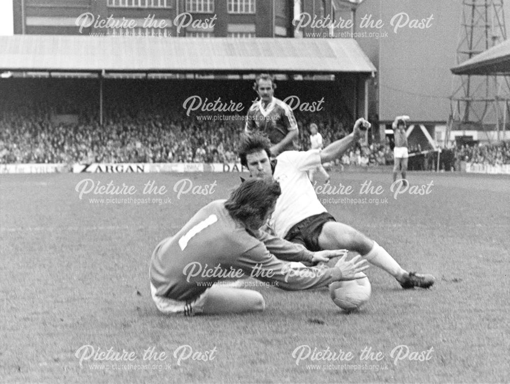 Derby County striker Andy Crawford Against Ipswich, 1979