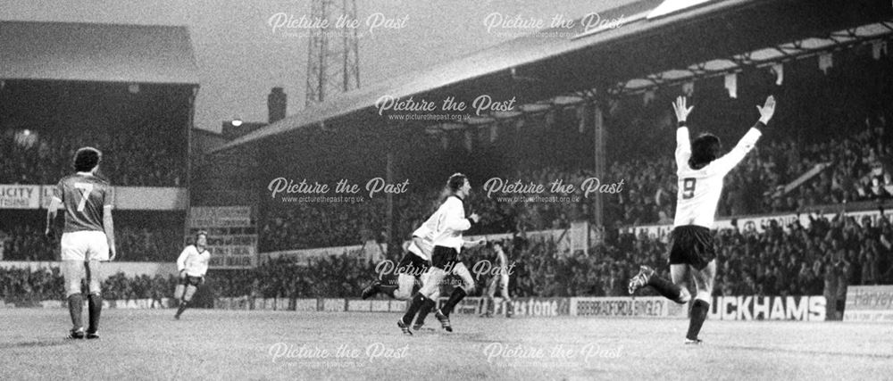 Derby County striker John Duncan celebrates