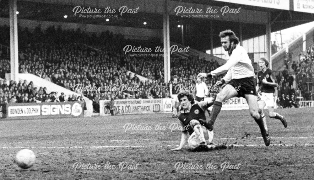 Roy Greenwood scores his only goal for Derby County against Aston Villa, Birmingham, 1979