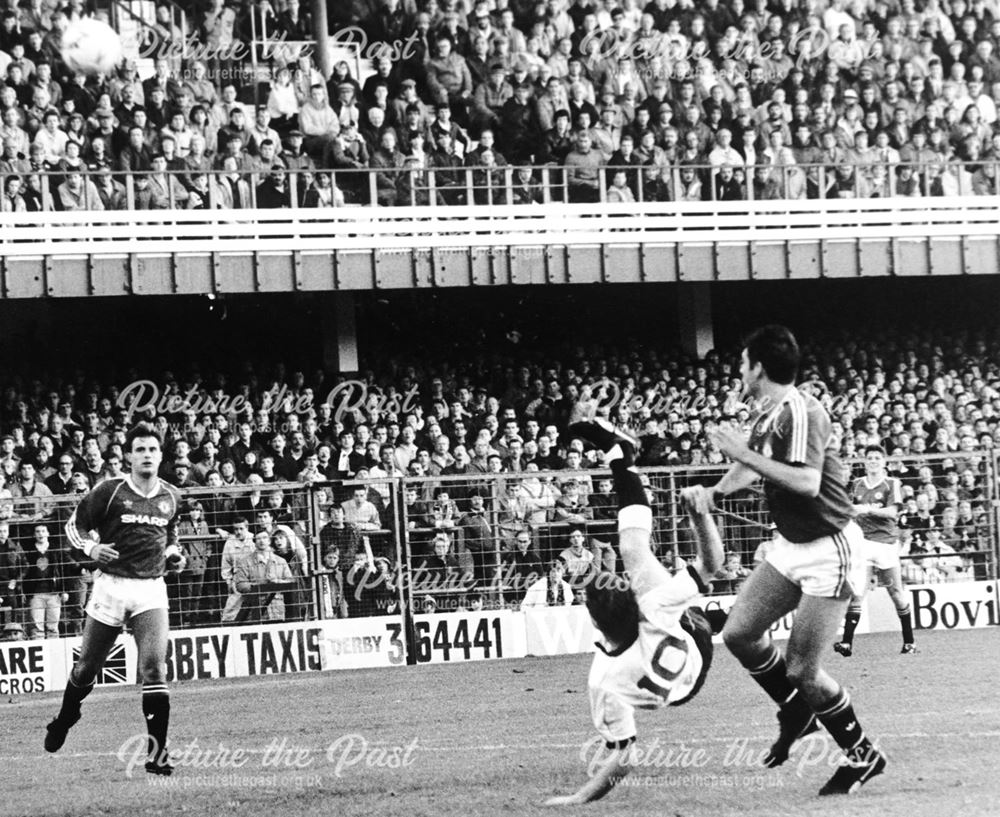 Derby County's Trevor Hebberd tries a bicycle kick